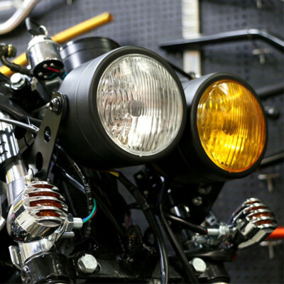 Twin Front Dual Motorcycle Headlight W/ Bracket For Harley Sport Street Softail