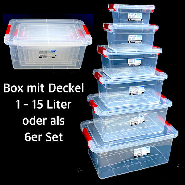 Kunststoff-Aufbewahrungsbox Transparent – 15 Liter, 2 Stück, Mit Deckel & Clips, 41,5x29,7x14,3 Cm