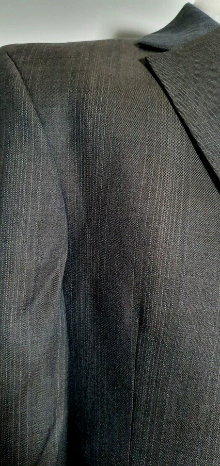 Próximo traje de 2 piezas para hombre Ch42"R W34" L31" marrón pin rayas boda graduación Foto 4 de 4