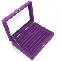 Velvet Glass Ring Jewelry Display Storage Box Tray Case Holder Earring Organizer Velvet Glass Ring Jewelry Display Storage Box Tray Case Holder Earring Organizer