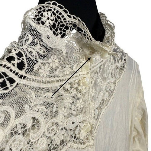 Ralph Lauren Country Size 10 Vintage 90s Ivory 100% Linen Edwardian Style Blouse - Picture 5 of 9