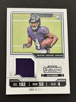 Panini Contenders Zay Flowers Rookie Ticket Jersey Patch Rookie