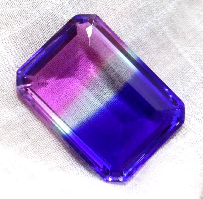 Lab-Created Tourmaline 152 Ct Brazilian Multicolor Emerald Cut Loose Gemstone - Image 3 of 4