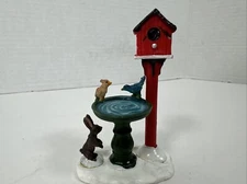 Christmas Village Bird House and Bird Bath Figurine, Village Decor Accessory
