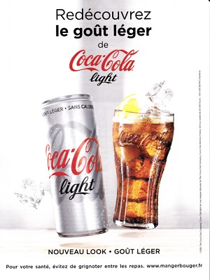 PRESSEWERBUNG aus einer Zeitschrift. COCA COLA LIGHT . NEUER LOOK.  