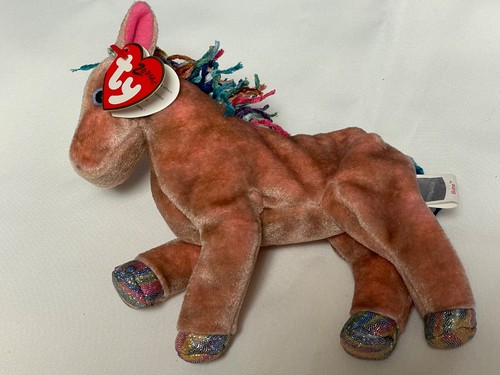 Ty Beanie Babies 2000 Zodiac "Horse" Brown & Pink Colorful Mane & Tail MWMT - Picture 5 of 12