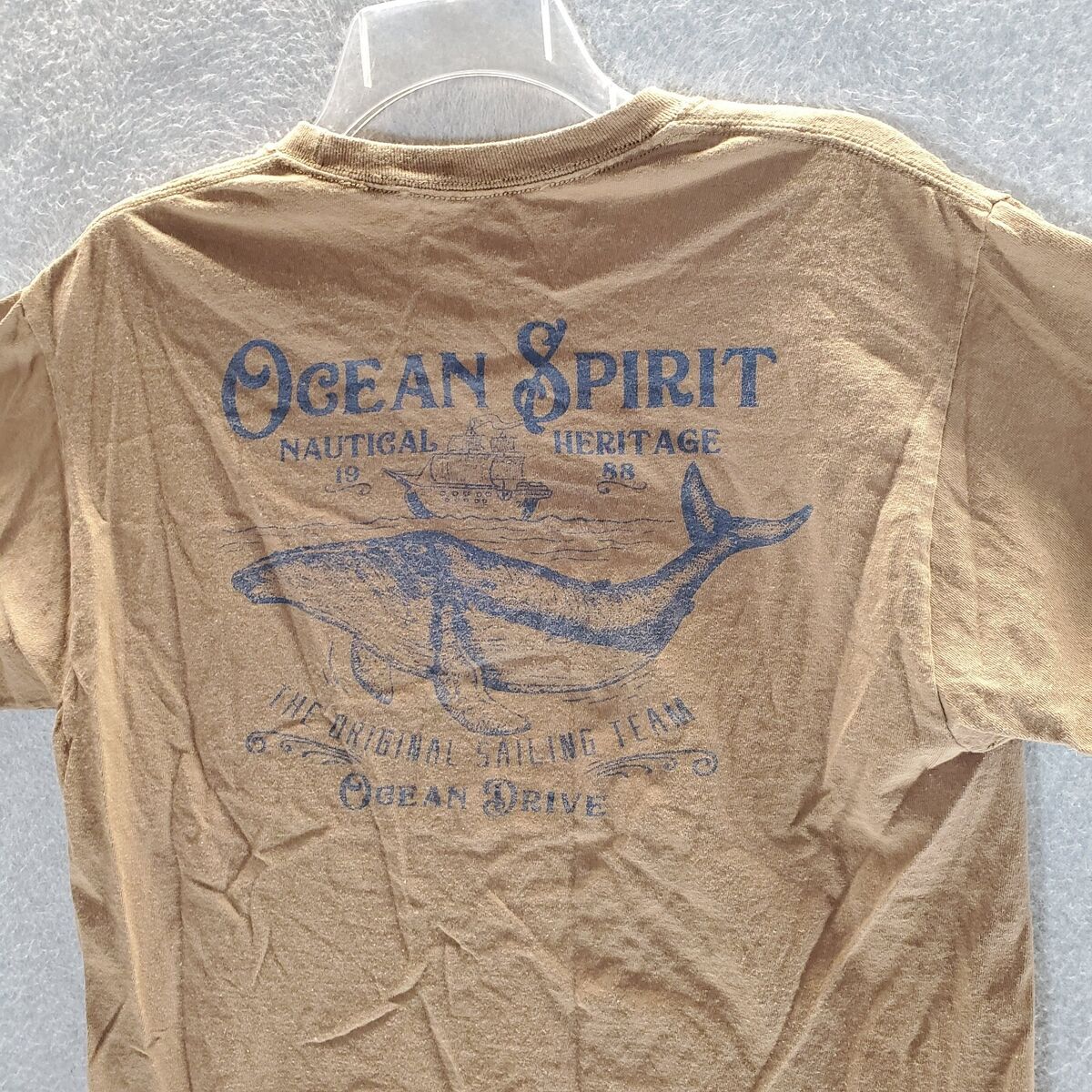 SCW Men T-Shirt Medium Brown Ocean Spirit Nautical Heritage 1988