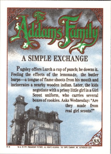 1991 Topps The Addams Family A Simple Exchange #88 - Picture 2 of 2