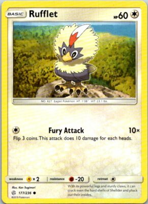 Rufflet 177/236 Common Pokemon Sun & Moon Cosmic Eclipse Mint