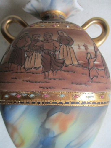 Nippon handbemalt Doppelgriff Vase antik - Bild 6 von 9