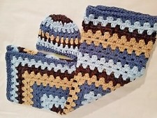 New 2 pc Soft Baby Receiving Cradle Bassinet Blanket Handmade Crocheted