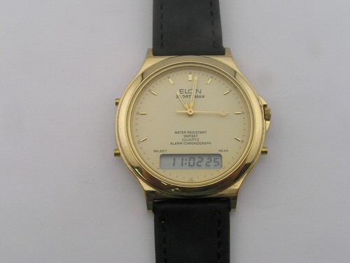 Vintage Elgin Watch Analog Digital Alarm Chronograph 1980's
