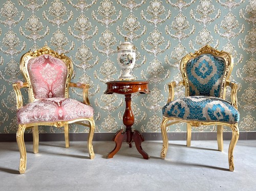 Armchair French Louis Armchair Turquoise Velvet Chair Handmade Baroque Chair - Bild 7 von 7