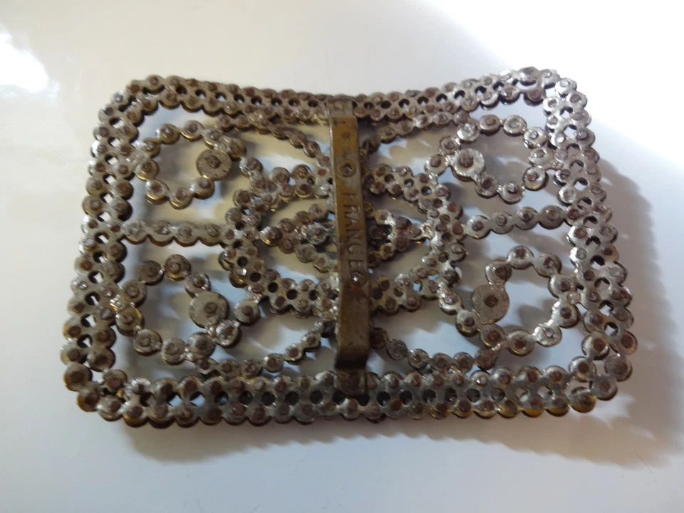 Винтажный старинный викторианской Франции ар-деко серебро стальные бусины обуви пряжка зажим РЕДКАЯ - Изображение 2 из 4