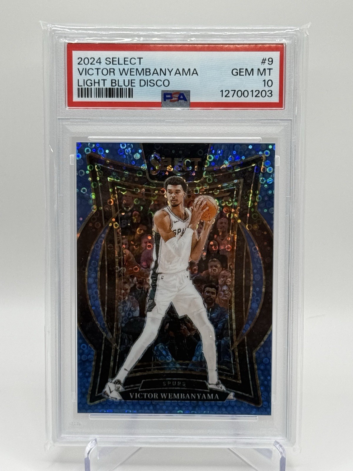 2024-25 Panini Select Concourse Victor Wembanyama #9 Light Blue Disco Prizm /99