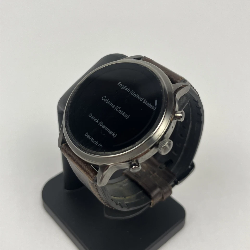 Banda de cuero GPS marrón plateado 44 mm Fossil Gen 5 Carlyle (DW10F1) - *FUNCIONA* Foto 2 de 4