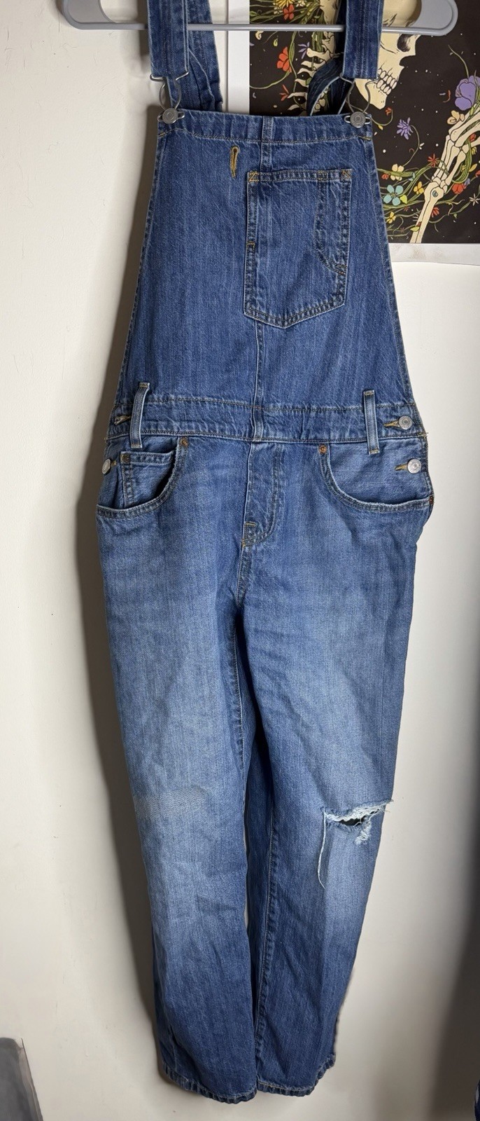 Levi Strauss & Co. Women's Blue Denim Cotton Overall One-Piece Size M Pockets