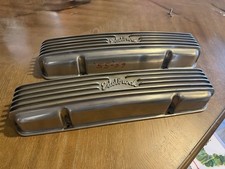 Vintage Edelbrock Valve Covers Sbc Finned Rare Staggered 1955-1959 Engines