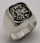 Vtg Tetragrammaton Magic Seal of Solomon 950 Solid Silver Ring UK Sz U½-V 11.8g