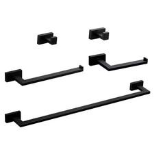 5-Piece Bath Hardware Set with 24In. Towel Bar, Paper Holder, Towel Hook, Mounti