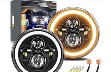 MONDEVIEW 7 Inch LED Headlight Round H6024 High Low Beam, Turn Signal DRL for Je