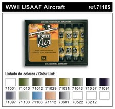 Vallejo 71185 17ml Bottle WWII USAAF Model Air Paint Set 16 Colors 