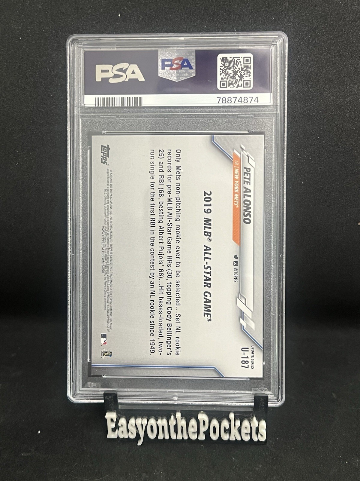 2020 Topps Update Pete Alonso Rainbow Foil #U187 Mets PSA-10 view 3