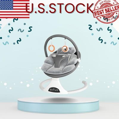 Electric baby swing with remote, 5 motion speeds, portable infant swing, gray