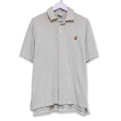 Nike Vintage Poloshirt weiß-blau gestreift 90er Jahre - Größe L Herren