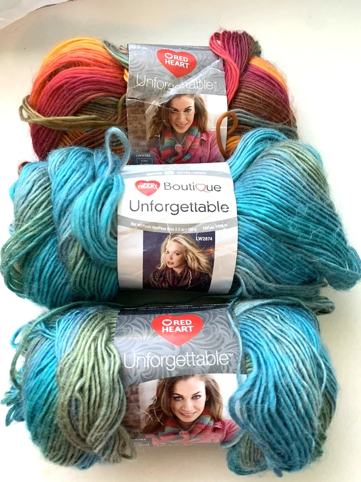 Red Heart UNFORGETTABLE - Yarn Lot (1) Sunrise (2) Tidal - 270 yds / 3.5 oz - Image 2 of 4