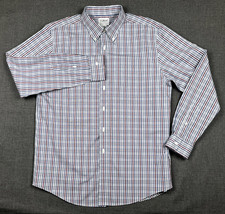 L.L. Bean Slightly Fitted Button Up Men's 16/34 White/Red/Blue Plaid 300450