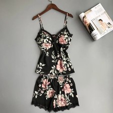 Sexy Plus Size Women Lingerie Set Lace Camisole Shorts Two-Piece Printed Nightwe