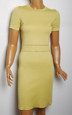 Gucci Women Yellow Dress Fabric Solid Short Sleeve Knee Length Bodycon Wrap Sz S
