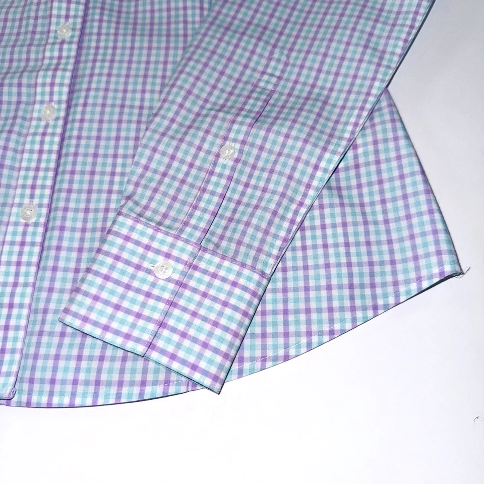 Camisa Brooks Brothers para mujer 1818 ajuste a medida sin planchar azul púrpura y blanco talla 4 Foto 3 de 4