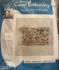 Vintage Hiawatha Crewel Embroidery Kit #6774 Floral Clutch Bag Started WIP