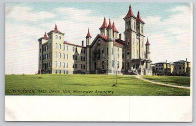 Worcester Academy Davis Hall Postcard Worcester MA Printed Germany 1907-1915