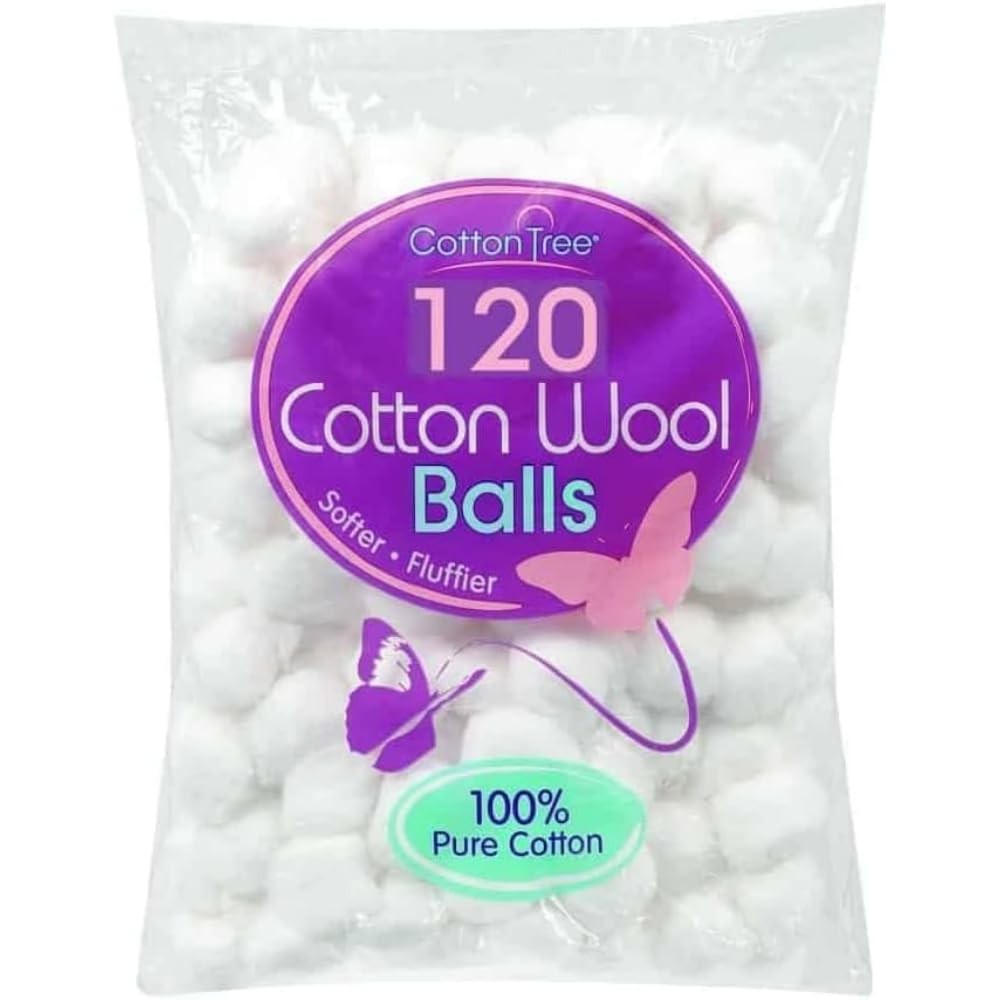 Cotton Tree 100 Percent Pure Cotton, Super Soft, 120 Count (Pack of 1), White