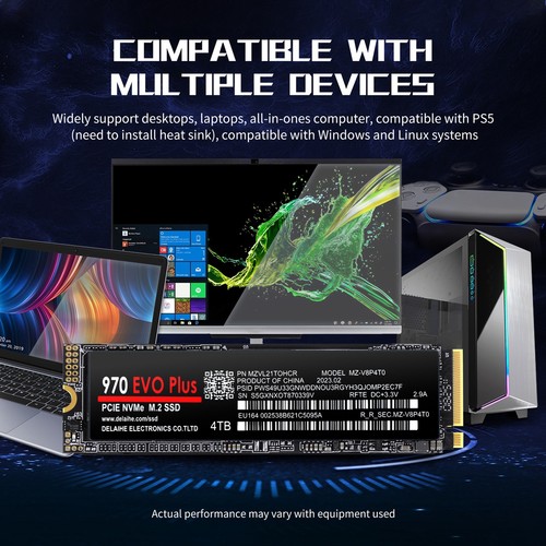 970 EVO Plus PCIe 4.0 NVMe M.2 Hard Drive SSD 1/2/4TB Internal Solid State Drive - Afbeelding 12 van 21