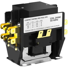 HVAC Motor Contactor 2-Pole 40A 24V Coil AC Compressor Air Conditioner Relay