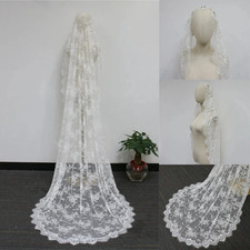 Elegant Long Off White Wedding Veils Romantic Lace Vintage Cathedral Bridal Veil