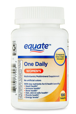 Equate One Daily Women's Tablets Multivitamin/Multimineral Supplement, 100 Count