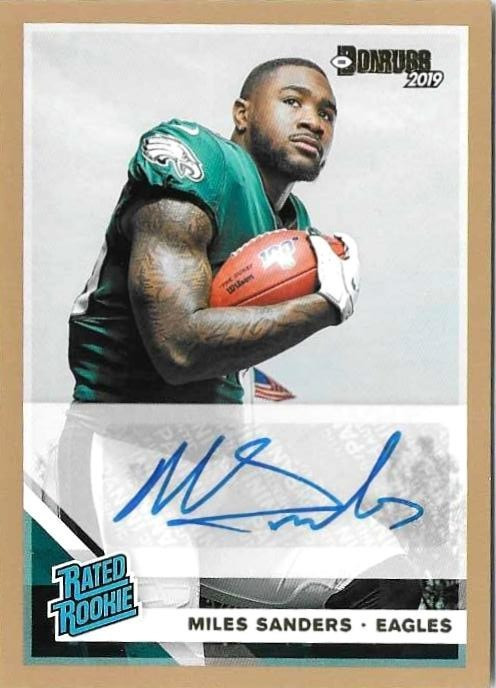 2019 MILES SANDERS PANINI DONRUSS RATED ROOKIE BRONZE AUTO #22 - EAGLES