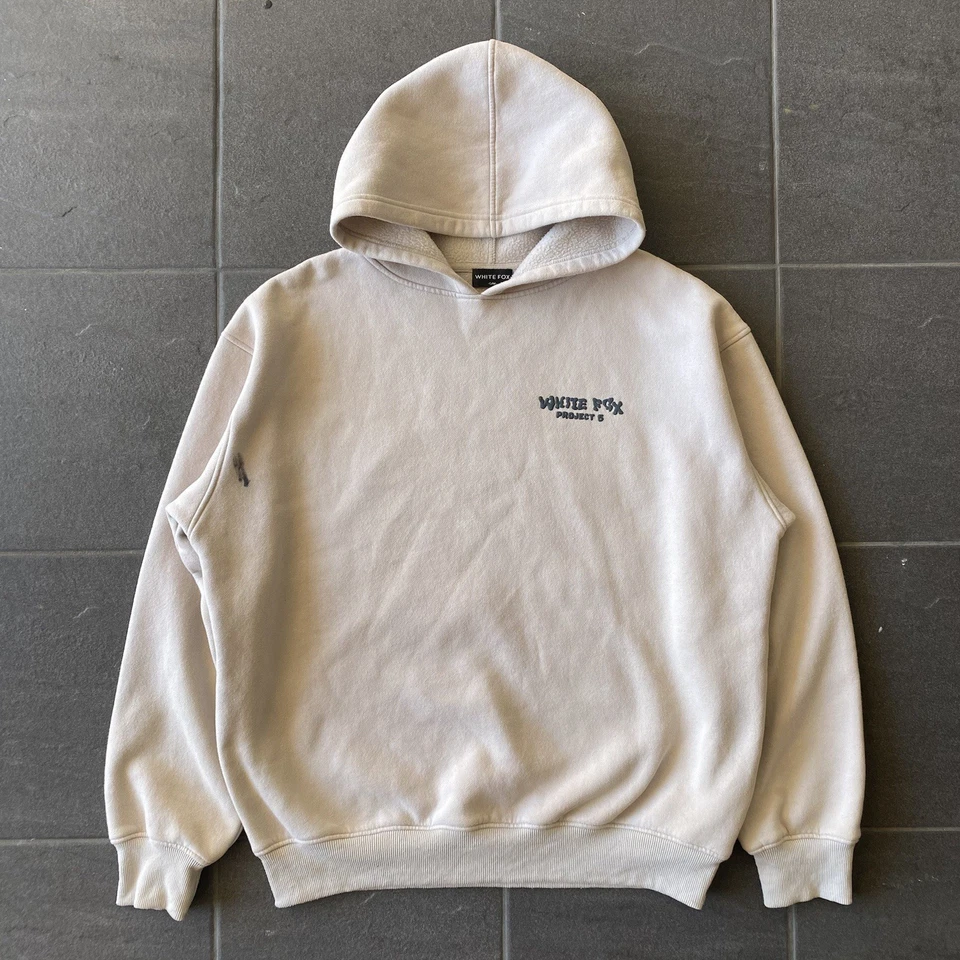White Fox Project 5 Hoodie S/M Beige Oversized Fit Graphic Pullover Jumper - Image 2 of 4