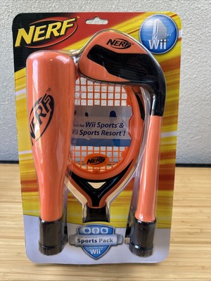 Hasbro Nerf Wii Sports Pack Baseball Golf Tennis Orange  New