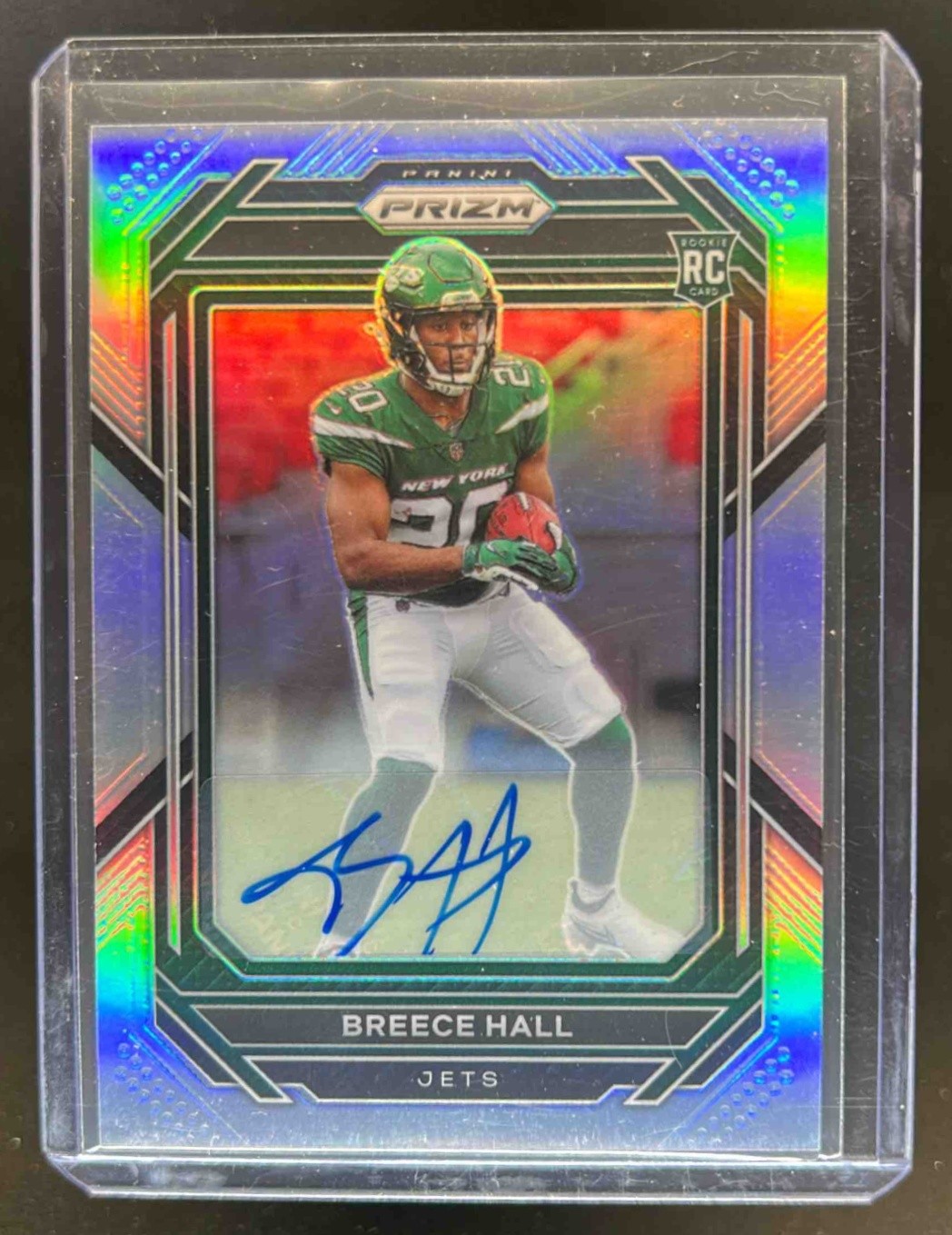 2022 Prizm Breece Hall Auto RC Silver Rookie #317 Jets