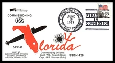 USS FLORIDA SSBN-728 FIRST DAY IN COMMISSION JUN 18 1983 NAVAL CACHET BX2