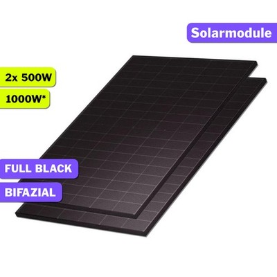 2x 500Wp SunPro Photovoltaik Solarmodul Bifazial Glas-Glas Full Black Solarpanel