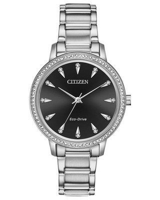 Citizen FE7040-53E Silhouette Crystal Ladies Black Dial 36mm Watch MSRP $395