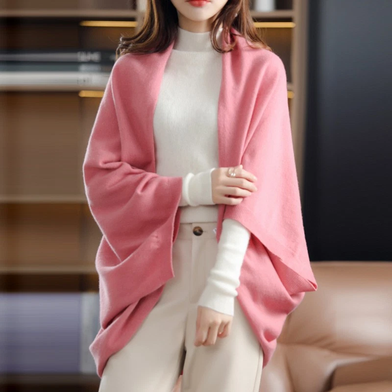 Women's Fashion Wrap Scarf Knitting Shoulder Pad Warm Cardigan Cloak - Image 3 of 4