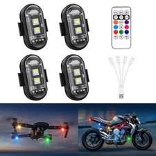 4PCS 8 Colors Wireless 4 LED Strobe Lights USB Rechargeable Anti-Collision Lamps